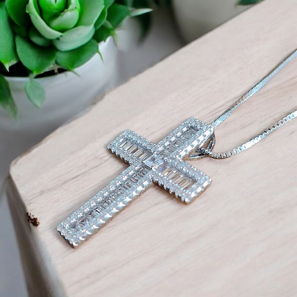 MACY'S CZ Cross Pendant Necklace